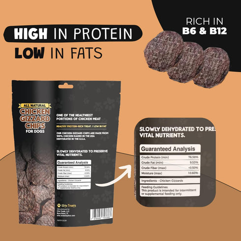Chicken Gizzard Chips: Dogs All Natural Training Treats | Made in USA | Single Ingredient | Healthy Treats | for Puppies, Small, Medium & Large Br...