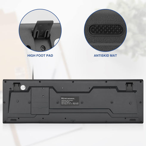 Rii RK907 Ultra-Slim Compact USB Wired Keyboard for Mac and PC,Windows 10/8 / 7 / Vista/XP (Black) (1PCS)...