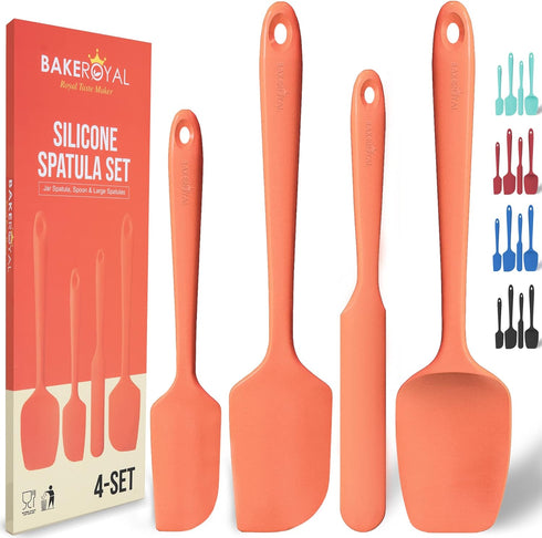 Silicone Spatula Set - 4-Piece Rubber Spatulas Silicone Heat Resistant 600°F for Everyday Task - Seamless Design Kitchen Spatulas for Nonstick Coo...