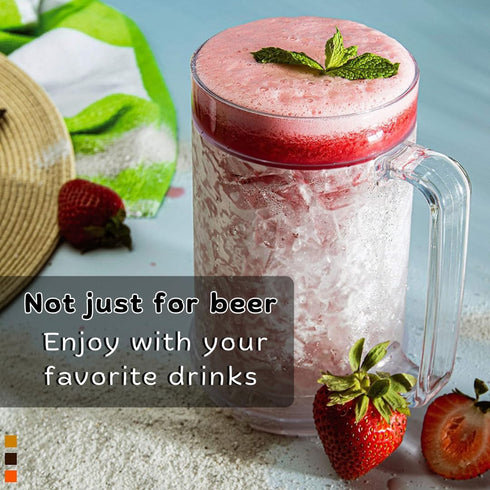 Beer Mugs For Freezer, Double Wall Insulated Plastic Glasses – Freezer Mugs, 16 oz – Perfect Frozen Beer Mugs for Home Bar Accessories, Gifts for ...