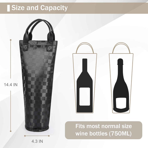 Tirrinia Insulated Wine Tote Carrier, Portable Single Wine Bottle Cooler Bag for Picnic Beach Party Travel -Good Gifts for Wedding Housewarming Wi...