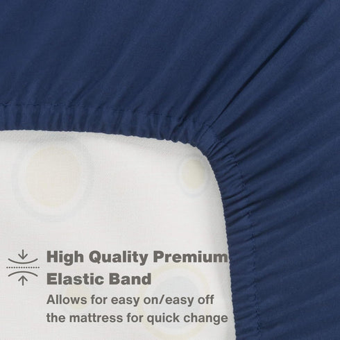 Everyday Kids 2-Pack Fitted Crib Sheets, 100% Soft Breathable Microfiber Baby Sheet, Fits Standard Size Crib Mattress 28in x 52in, Navy Nursery Sh...