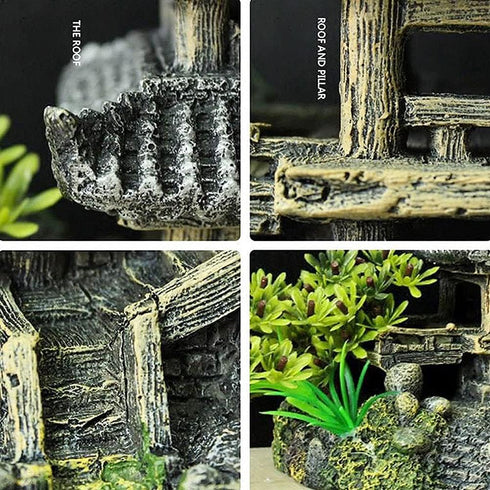 Classical Lifelike Chinese Landscape Resin Aquarium Castle Decorations Fish Tank Ornaments (Building)...