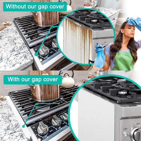 Stove Gap Covers, 2PACK Kitchen Silicone Oven Gap Filler - 21 Inches Countertop Strips Guard, Easy to Clean (White)...