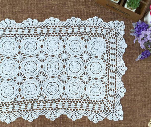 Damanni Cotton Handmade Crochet Lace Table Runner Doilies Dresser Scarves for bedrooms,19 Inch by 35 Inch?White...