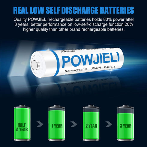 Rechargeable AAA Batteries, 1.2v Ni-MH Triple A Batteries 600mAh, Long-Lasting for Outdoor Solar Lights and Household Devices,16 Pack...