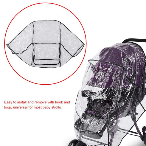 Baby Stroller Rain Cover, Transparent Weather Pushchair Protection Raincover Universal Waterproof Windproof for Pushchair Pram...