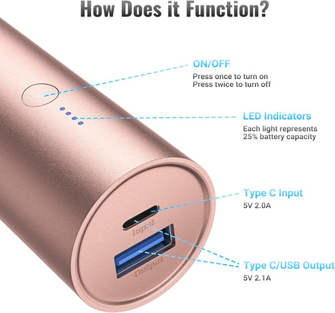 BONAI Portable Charger USB C 5000mAh Small Power Bank Cellphone Battery Charger for iPhone 15 14 13 12 11 X Samsung Huawei (USB A to USB C Chargin...