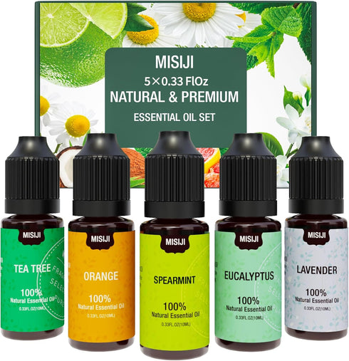 Essential Oils Set Top 5 Aromatherapy-Essential Oils for Diffuser for Home,Air Freshening Diffuser Oils Scents for Aromatherapy,Laundry,Candle&Soa...