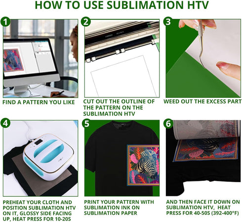 HTVRONT Sublimation HTV for Dark/Light Fabric - Matte Sublimation Vinyl 12" X 10FT for T-Shirts - Work Together with Sublimation Paper, Sublimatio...
