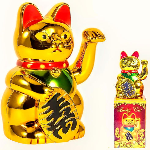 Lucky Cat Fortunes - Gold Waving Feng Shui Cat for Store Decoration...