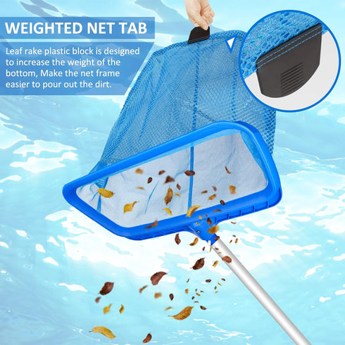 Swimming Pool Skimmer Net, Fine Mesh Pool Leaf Rake Net with Double-Layer Deep Bag, Reinforced Frame - Swimming Pool Nets for Cleaning Finest Debr...