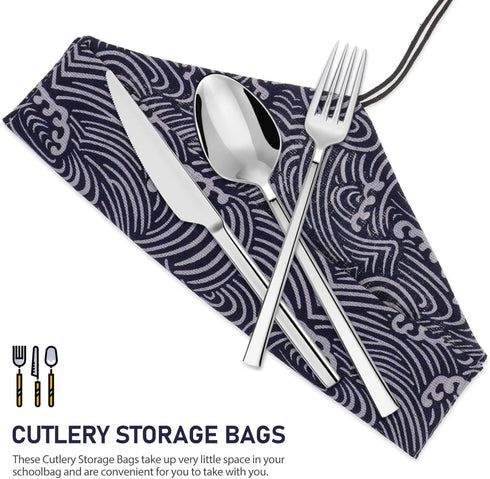 Zerodeko Japanese Chopsticks Carrying Case Linen Travel Utensil Bag Drawstring Reusable Chopsticks Holder Pouch Tableware Storage Sleeves...