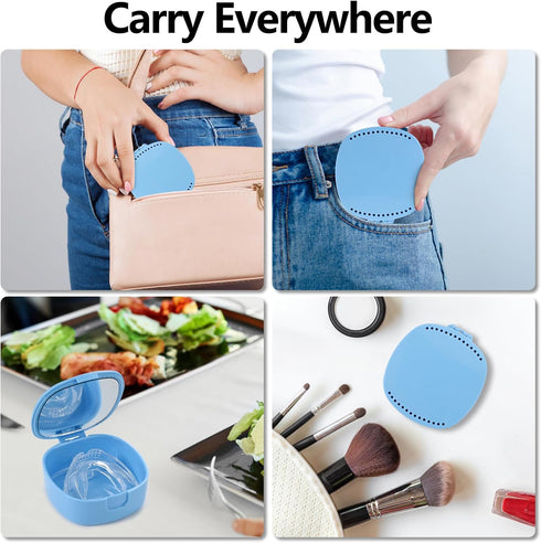 Retainer Case,Mouth Guard Case,Denture Case,Orthodontic Aligner Case With Mirror and Ventilation Holes Night Guard Case,Sky Blue...