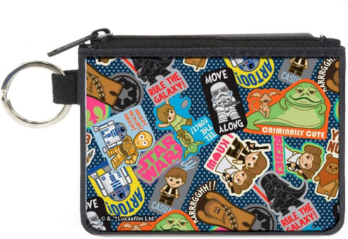 Star Wars Wallet, Coin Purse, Star Wars Chibi Character Poses Collage Polka Dot Blue, Canvas...