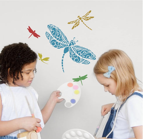 FINGERINSPIRE Dragonfly Stencils 11.8x11.8 inch DIY Dragonfly Stencil Template Plastic Dragonfly Pattern Stencils Reusable Dragonfly Stencils DIY ...