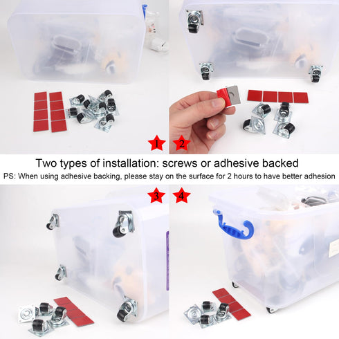 Mini Caster Wheels 0.5 Inch Low Profile Nylon Tiny Swivel Casters, Steel Top Plate Self Adhesive Caster Wheels for Small Appliances, Furniture, To...