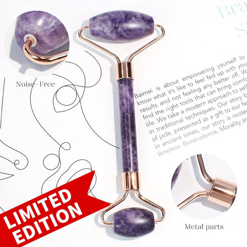 BAIMEI Jade Roller & Gua Sha Set Face Roller and Gua Sha Facial Tools for Skin Care Routine and Puffiness, Self Care Gift for Men Women - Purple...