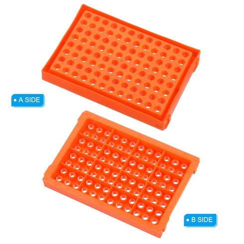 PATIKIL 96 Wells PCR Tube Rack for 0.2ml Test Strips Tubes, 4pcs Waterproof Tubes Filling Tray Centrifuge Tube Holder, Orange...