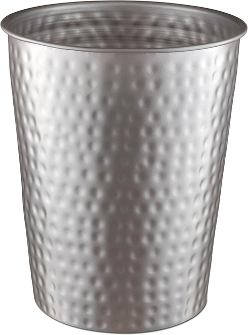 Monarch Abode Pewter Hand Hammered Metal Wastebasket for Home Office Bedroom, Decorative Waste Basket, Modern Bathroom Garbage Can, Durable & Deco...