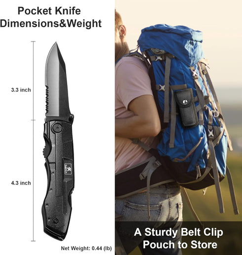 Multitool Pocket Pliers Folding Knife Stainless Steel Survival Camping Knife Bottle Opener Screwdrivers Liner Lock Durable Sheath Gifts for Men Pe...