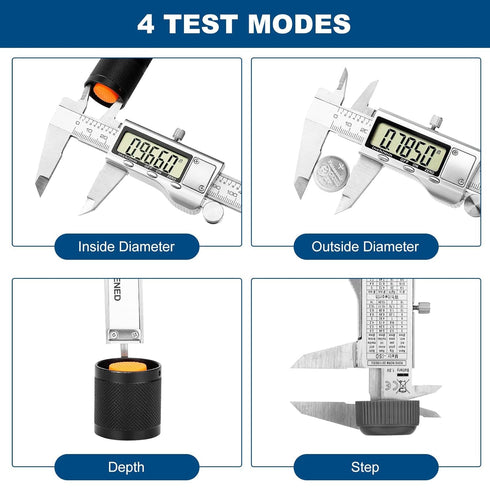 Digital Caliper, Caliper Measuring Tool with Stainless Steel, Electronic Micrometer Caliper with Large LCD Screen, Auto-Off Feature, Inch and Mill...