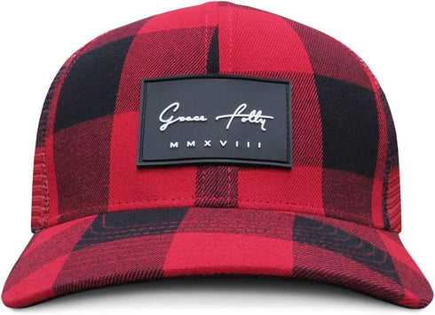 Grace Folly Trucker Hat for Men or Women- Many Cool Designs (Red Plaid)...