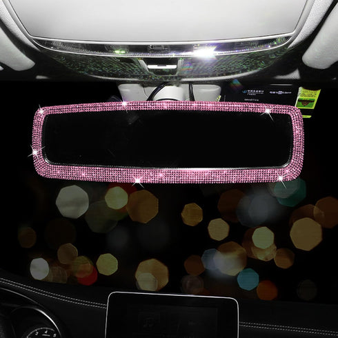 2 Packs Bling Bling Car Rear View Mirror with Rhinestone Crystal Butterfly Rear View Mirror Decor Accessories for Women,Car Interior Trim.Pink...