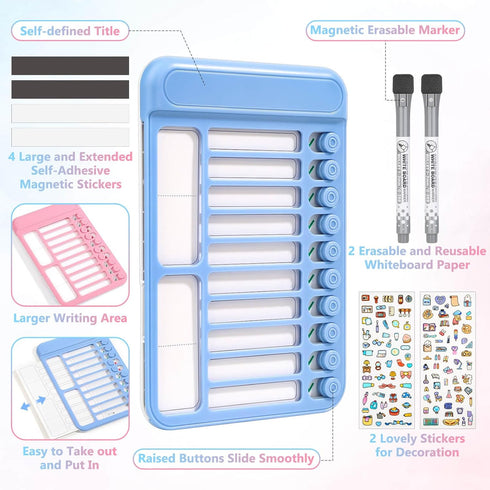 Audab 2Pcs Dry Erase Chore Chart for Kids, Magnetic Checklist Board, My Chores Slider Chart to Do List Board, Routine Chart Schedule Board Task Tr...
