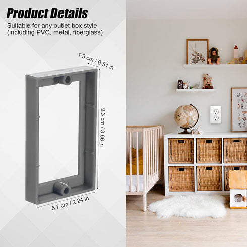 4pcs 1/2 Inch Single Gang Outlet Box Extender, Electrical Outlet Extender Receptacle Extender Outlet Extension Box for Electrical Box and Electric...
