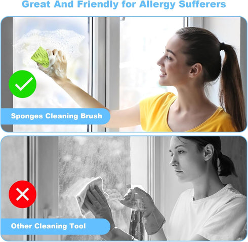 4 Pack Damp Clean Duster Sponge, Magic Sponge Eraser for Household Cleaning, Reusable Dusters Cleaning Supplies for Housekeeping, Dish, Blinds, Gl...