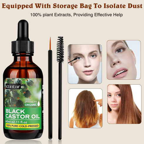 Jamaican Black Castor Oil,100% Pure and Natural Organic Castor Oil Cold Pressed Glass Bottles, Hair Growth, Eyebrow Care, Skin Care, Nourishes & H...