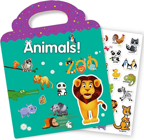 Reusable Sticker Book for Kids, Animal Stickers Educational Learning Toys Travel Stickers Activity Books for Toddler Girls Boys Age 3+ Birthday Gi...