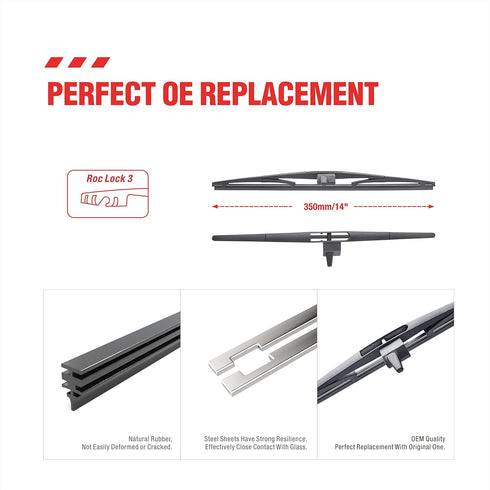 14 inch Rear Wiper Blade Fit for Honda Pilot 2015 2014 2013 2012 2011 2010 2009 Back Windshield Wiper 14-F (Single)...