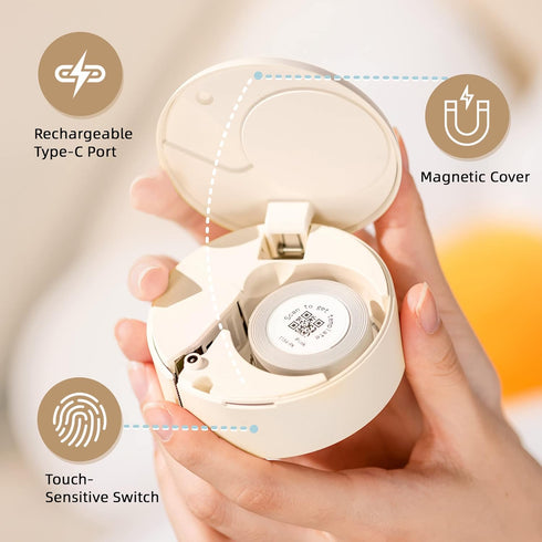 Mini Label Maker Machine with Tape, Bluetooth Wireless Connection for iPhone Android, Cute Label Makers Inkless Waterproof for Home, Office Organi...