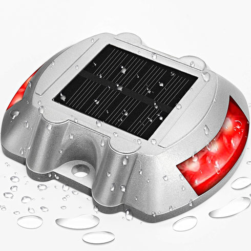 JIGUOOR Solar Deck Lights LED Driveway Lights Solar Powered Dock Light Outdoor IP68 Waterproof Road Markers for Step Sidewalk Stair Boat Garden Gr...