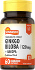 Ginkgo Biloba 120mg | 60 Capsules | Standardized Extract with Bacopa | Gluten Free Traditional Herb Supplement | by Sundance...