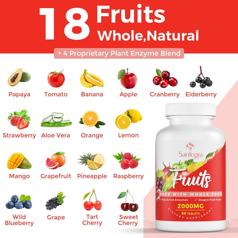 2000 MG Fruits and Vegetables Supplements, Natural Balance Over 35+ Fruits and Vegetables, 100% Whole Food Superfoods Fruit and Veggies Supplement...
