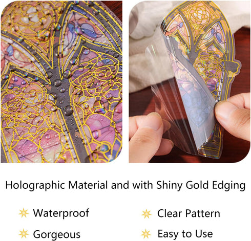 SKIONCE Holographic Transparent Glitter Stickers,40 Pieces Window Frame Scrapbook Junk Journal Stickers for Journaling Resin Accessories Card Maki...