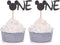 24 Counts Black Glitter Mickey Mouse Inspired Cupcake Toppers Minnie One Baby Birthday Party Decorations...