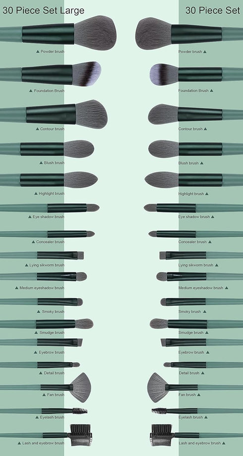 Koccido Makeup Brushes 30 Pcs Makeup Kit,Foundation Brush Eyeshadow Brush Make up Brushes Set (Green, 30 Piece Set Large)...