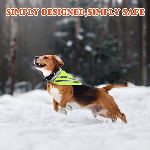 2 Pcs Reflective Dog Bandana with Neon Orange Green Color High Visibility Reflective Dog Scarf Safety Dog Reflective Gear Hook and Loop Tape Trian...