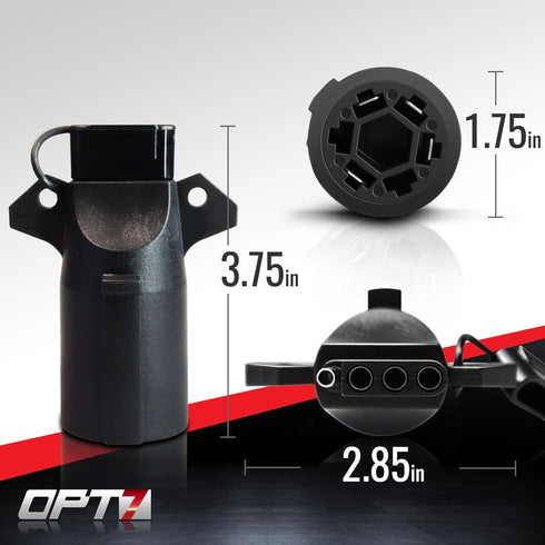OPT7 7 Pin to 4 Pin Trailer Adapter w/Secure Tab, 7 Way Blade to 4 Way Flat Trailer Light Connector for Pickup Truck Trailer Tow Hitch, 3.75" Long...