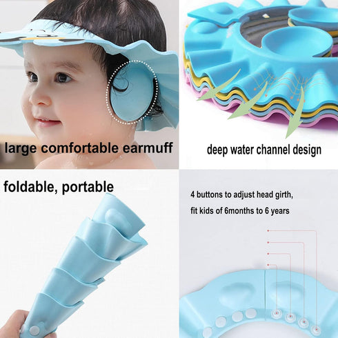 Baby Shower Cap Shampoo Cap Bath Visor Hat Kids Hair Washing Shampoo Shield Adjustable Waterproof Bath Shield Visor for 0-8 Years...