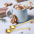 Coffee Spoons Gold Silverware Christmas 6 Pieces Small Stainless Steel Flatware Xmas Decorative Pendants Cute Drinking Stirrers for Festive and Da...