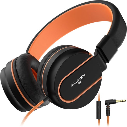AILIHEN Kids Headphones, I35 On-Ear Headphones for School, Safe Volume 93dB, HD Mic Stereo Headphone for Kid Girls Boys, Foldable 3.5mm Wired for ...