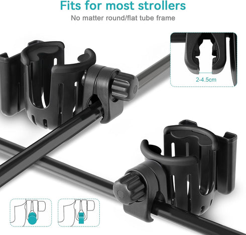 Stroller Cup Holder with Phone Holder, Bike Cup Holder, Universal 2-in-1 Cup Holder for Strollers, Wheelchair, Bike, Walker, Scooter?Gifts for Him...