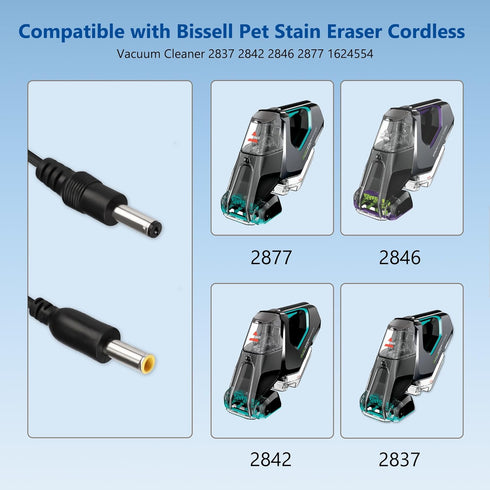 Charger for Bissell Pet Stain Eraser 2837 2842 2846 2877 Compatible with Bissell 1624554 Cordless Vacuum Cleaner Power Cord AC DC Adapter Supply...