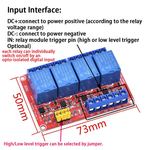 2PCS 4 Channel 24V Relay Module with Optocoupler High or Low Level Trigger Expansion Board for Raspberry Pi Arduino...