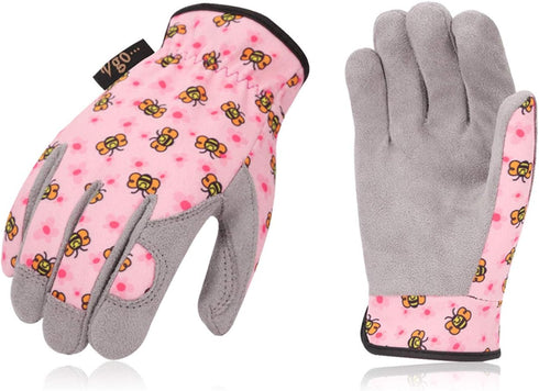 Vgo... 1-Pair Age 4-5 Kids Gardening Gloves,Children Yard Work Gloves,Soft Safety Outdoor Playing Gloves (Size S, Pink Bee, KID-MF7362)...